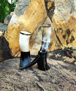 Cuerno natural para beber con correa Soporte colgante de cuero cosido Olor Menos a prueba de fugas Cuerno vikingo personalizado por F S International - Product Image 1