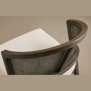 Silla de comedor marrón de ratán de madera maciza de teca de estilo moderno con tapicería de asiento cómoda para uso en restaurante - Product Image 3