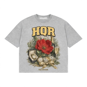 T-shirt HQR pour homme, coupe classique, manches courtes, style streetwear uni, col rond, jersey de coton, logo sur le devant, respirant - Product Image 5
