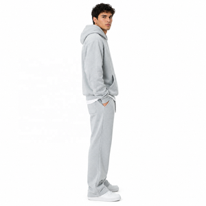 Ensemble survêtement unisexe personnalisé en polaire avec sweat à capuche et pantalon large pour l'hiver, style streetwear, pull molletonné, fournisseur OEM en gros - Product Image 2