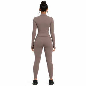 Conjunto de calentamiento para porristas para mujer, chaqueta corta con cremallera y cuello alto, pantalones de cintura alta, ropa deportiva para entrenamiento de baile, ropa deportiva que absorbe el sudor - Product Image 2