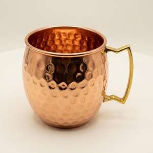 Mug à Moscow Mule classique en acier inoxydable martelé avec poignée, design vintage, écologique, portable, vaisselle pour la maison, capacité personnalisable - Product Image 4
