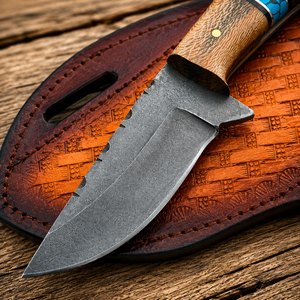 Cuchillo Skinner Hecho a Mano Personalizado de Fabricación Industrial Edge Master, Mango de Madera y Resina, Hoja Fija de Acero D2, Funda de Cuero - Product Image 3