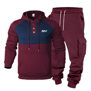 100% New Cotton Fleece Heavyweight Tracksuit <b>Set</b> Unisex Winter Solid Pattern 2 Piece Sports Outfit Wear Cheap Tracksuit Men - Product Image 1