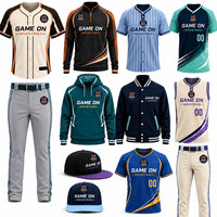 Uniforme de Béisbol y Sóftbol Game On Industries, Conjunto Personalizado Unisex para Adultos, Jersey, Pantalones, Sudadera con Capucha, Gorra, Sublimado, Absorbe la Humedad