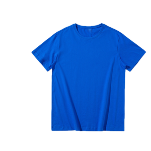T-shirt à manches courtes en jersey 100 % coton pour homme SPRINT SPORTS, col rond, coupe classique, bleu uni, tissu tricoté teint uni, décontracté - Product Image 4