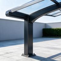 Abri de voiture à deux poteaux unilatéral avec toit incliné, abri en aluminium pour stationnement extérieur simple