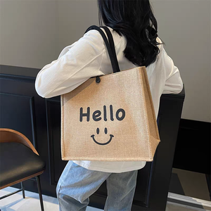 Bolsa de Compras Reutilizable Ecológica de Yute con Asas Resistentes y Gran Capacidad para Compras Diarias, Cocina y Uso en Exteriores - Product Image 3