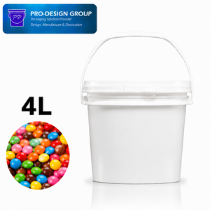 4L Food Safe Plastic <b>Bucket</b> <b>with</b> Flat <b>Lid</b> for Food Storage, Leak-Proof Round Container - Product Image 1