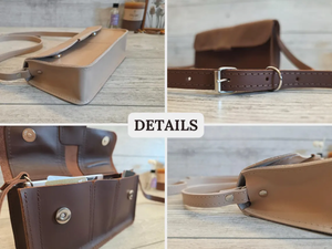 Handmade Beige Leather Crossbody <b>Purse</b> <b>Cute</b> Tan Shoulder Bag Personalized Minimalist Handbag for Women Anniversary Gift Her - Product Image 5