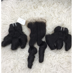 <b>Best</b> Quality Super Egg Curl Vietnamese Virgin Remy Human Hair Weft DELUXE HAIR to Make <b>Wig</b> Hair Extensions - Product Image 4