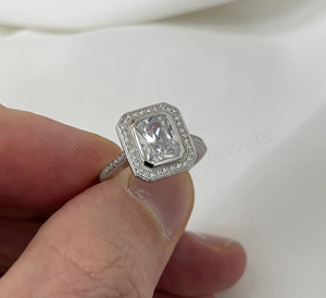 Anillo de Boda Cristiano Minimalista con Circonita Cúbica de 7x9mm en Forma Octogonal, Chapado en Plata 925, con Engaste de Bisel, el Más Vendido, Regalo Ideal - Product Image 4