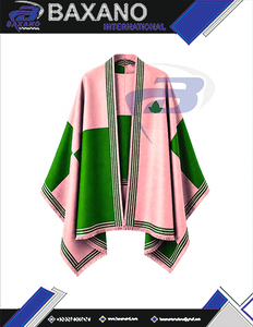 อัลฟ่า |   คาปา |   เสื้อคลุมคาร์ดิแกนสีเขียวและชมพูสำหรับผู้หญิงของ Alpha Sorority ผ้าคลุมไหล่ลายทางแบบเปิดด้านหน้า สวมใส่ได้ทุกวัน - Product Image 4