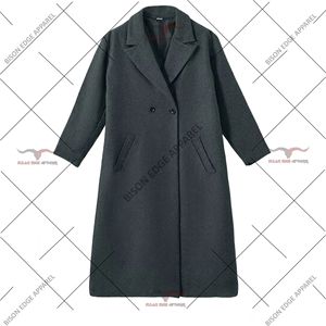 Abrigo Largo de Lana para Mujer, Cuello Solapa Clásico, Abrigo de Invierno Elegante y Cálido, con Bolsillos Laterales Angulados - Product Image 2