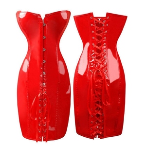Corset gainant en cuir noir pour femme, à maintien ferme, avec fermeture éclair frontale et décoration à rivets, pour usage quotidien - Product Image 1