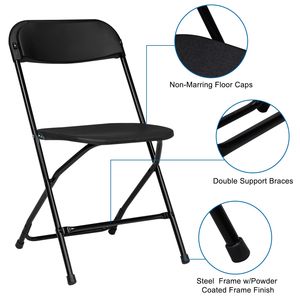 5 Pack Black Folding <b>Chair</b> with Steel Frame Portable and <b>Stackable</b> 350lb Capacity for Indoor <b>Outdoor</b> Events Commercial Seat - Product Image 6