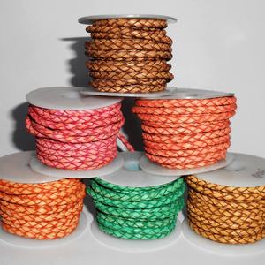 Cordon en cuir tressé rond de qualité supérieure pour bijoux, cordons en cuir tressés à la main pour la fabrication d'accessoires de bijouterie - Product Image 2