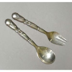 Increíble nuevo diseño hecho a mano plata diseñador rústico ensalada cuchara y tenedor conjunto mango largo - Product Image 4