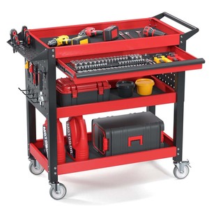 Armoire de rangement à outils en acier industriel noir avec 7 tiroirs, roulettes et poignée de poussée (1200x900x400mm) - Product Image 3
