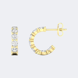 Boucles d'oreilles créoles ouvertes à sertissage partagé, taille ronde, 1,05 carat au total - Product Image 4