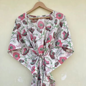 Vestido Kaftán Informal de Verano con Estampado Floral Tropical, sin Mangas, de Algodón, para Mujer, Playa, Islas del Pacífico, Disponible en 10 Tallas - Product Image 1