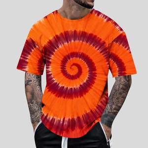 T-shirts tie-dye sur mesure OEM pour hommes, col rond oversize, 100% coton, haut décontracté, grandes tailles, coupe ample, confortable, t-shirt d'été - Product Image 2