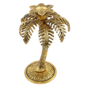 Porte-bougie palmier plaqué or, centre de table décoratif de luxe pour l'intérieur de la maison, collection de cadeaux et de décorations de festival - Product Image 3