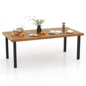 Tavolo da Pranzo in Legno di Acacia per 8 Persone, 200 cm, con Foro per Ombrellone da 5 cm e Piedini Regolabili per Uso Esterno - Product Image 1