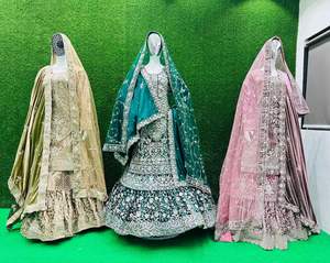 Majestuoso esplendor nupcial 10 exquisitos diseños Farsi Sharara Full Heavy Flare lujoso terciopelo Dupattas vestido indio adultos - Product Image 1