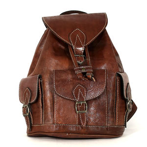 Mochila Biyadina de cuero genuino marrón Premium hecha a mano estilo Vintage cremallera altamente elaborada por expertos para hombres elegancia atemporal - Product Image 1