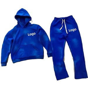 Custom Logo <b>Red</b> <b>Hoodie</b> And Sweatpants Set 100 Cotton Breathable Casual Tracksuit For Adults Autumn Wear - Product Image 3