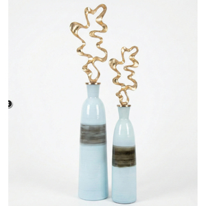 Vase de sol moderne en feuille d'or, grande urne en métal et verre, décoration de mariage, ornement d'entrée grandiose, accent de luxe pour la maison, qualité supérieure - Product Image 6