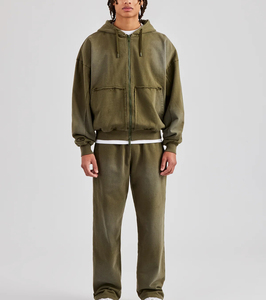 Ensemble de survêtement en molleton décontracté pour homme, 2 pièces, en coton, personnalisable - Product Image 4