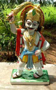 แฮนด์เมดสีขาวหินอ่อน Veerbhadra ประติมากรรม - Product Image 5