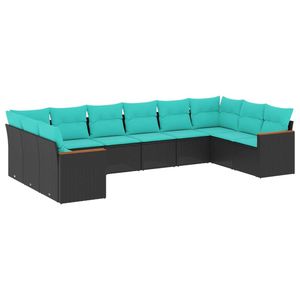 Set Divano da Esterno in Polyrattan Nero da 10 Pezzi con Cuscini - Elegante Collezione di Mobili da Giardino - Product Image 2