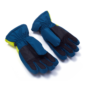 Ski <b>Gloves</b> Full Finger Blue Lime Green Polyester <b>Thermal</b> Insulated Drawstring Closure Unisex Winter Outdoor Activity - Product Image 2