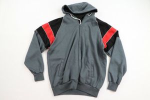 Ensemble de survêtement unisexe gris à capuche avec fermeture éclair intégrale, sweat-shirt et pantalon avec empiècements rouge et noir, poches latérales, pour l'automne - Product Image 2