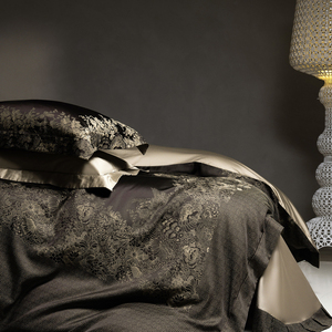 Ensemble <span class=keywords><strong>de</strong></span> literie en satin jacquard <span class=keywords><strong>noir</strong></span> <span class=keywords><strong>et</strong></span> <span class=keywords><strong>or</strong></span> <span class=keywords><strong>de</strong></span> luxe - Product Image 6