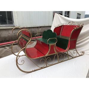 ของตกแต่งรถเลื่อนซานต้าโลหะสำหรับคริสต์มาส สไตล์ดั้งเดิม สีแดงเขียว ทนทาน ใช้ได้ทั้งภายนอกและภายในอาคาร - Product Image 1