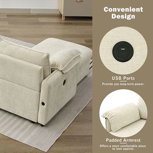 Divano Componibile a L da 370 cm con Letto Estraibile, Pouf Contenitore Mobile e Due Porte USB, Chaise Longue con Vano Portaoggetti - Product Image 5