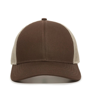 Wholesale Structured BrownKhaki Trucker Cap Twill Front Mesh Back Snapback Closure Trucker Hat Sports Caps Promotional Hats - Product Image 3