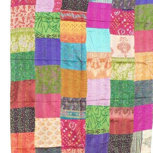 มาใหม่อินเดีย Kantha ผ้าพันคอผ้าไหมผ้าพันคอขโมยโบฮีเมียนฮิปปี้แฮนด์เมดโบฮีเมียนผ้าพันคอสําหรับผู้หญิง - Product Image 1