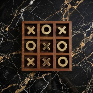 Plateau de jeu XO carré en bois de qualité supérieure, fait main, jeu de stratégie familial avec incrustations en laiton, jouet éducatif pour enfants et adultes, cadeau - Product Image 3