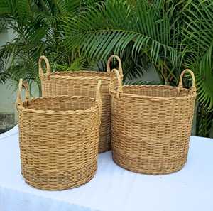 Cesta de Almacenamiento Redonda de Ratán Marrón, Contenedor Multiusos Ecológico - Product Image 2