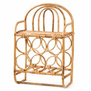 Rattan wine cabinet for <b>table</b> & corner hand-crafted rack stand for beer soft drink bottles - Product Image 6