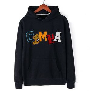 Sudadera con Capucha Negra para Hombre, Diseño con Letras Estampadas, Corte Regular, Felpa Francesa de Algodón, Ropa Casual de Otoño con Bolsillo - Product Image 1