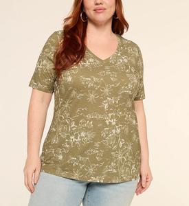 OEM Logo Wholesale 180 GSM 100% Cotton All Over Print Plus Size V-Neck T-Shirt for <b>Women</b> Premium Quality Custom Design - Product Image 5