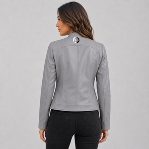 woman leather <b>jacket</b> designed with fashionable details durable finish and lightweight comfort for versatile wardrobe options - Product Image 3