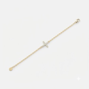กำไลข้อมือ VB-SR94 แฟชั่น ทองคำ 10K 14K สีโรสโกลด์ ประดับเพชรทรงกลมแบบแล็บ ดีไซน์กากบาทเล็กๆ แบบซ้อนได้ - Product Image 5