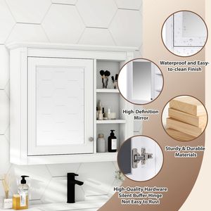 Moderno Armadietto da Bagno a Parete 30 X 28 con Specchio e Vano Portamedicinali per Bagni - Product Image 5